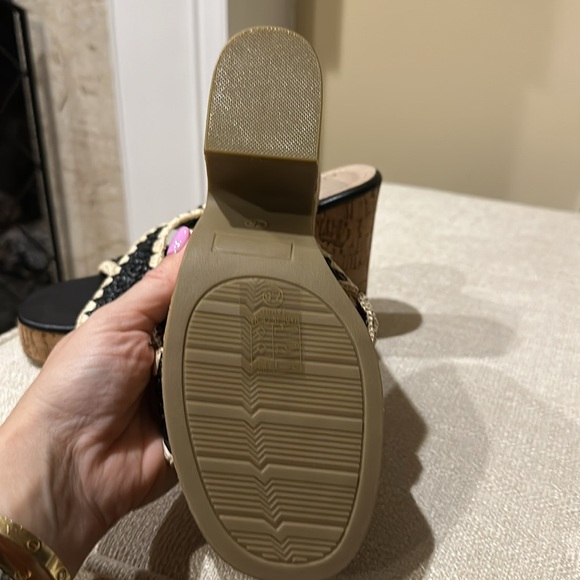 Abata black and cream rattan cork wedges brand new - Picture 3 of 5